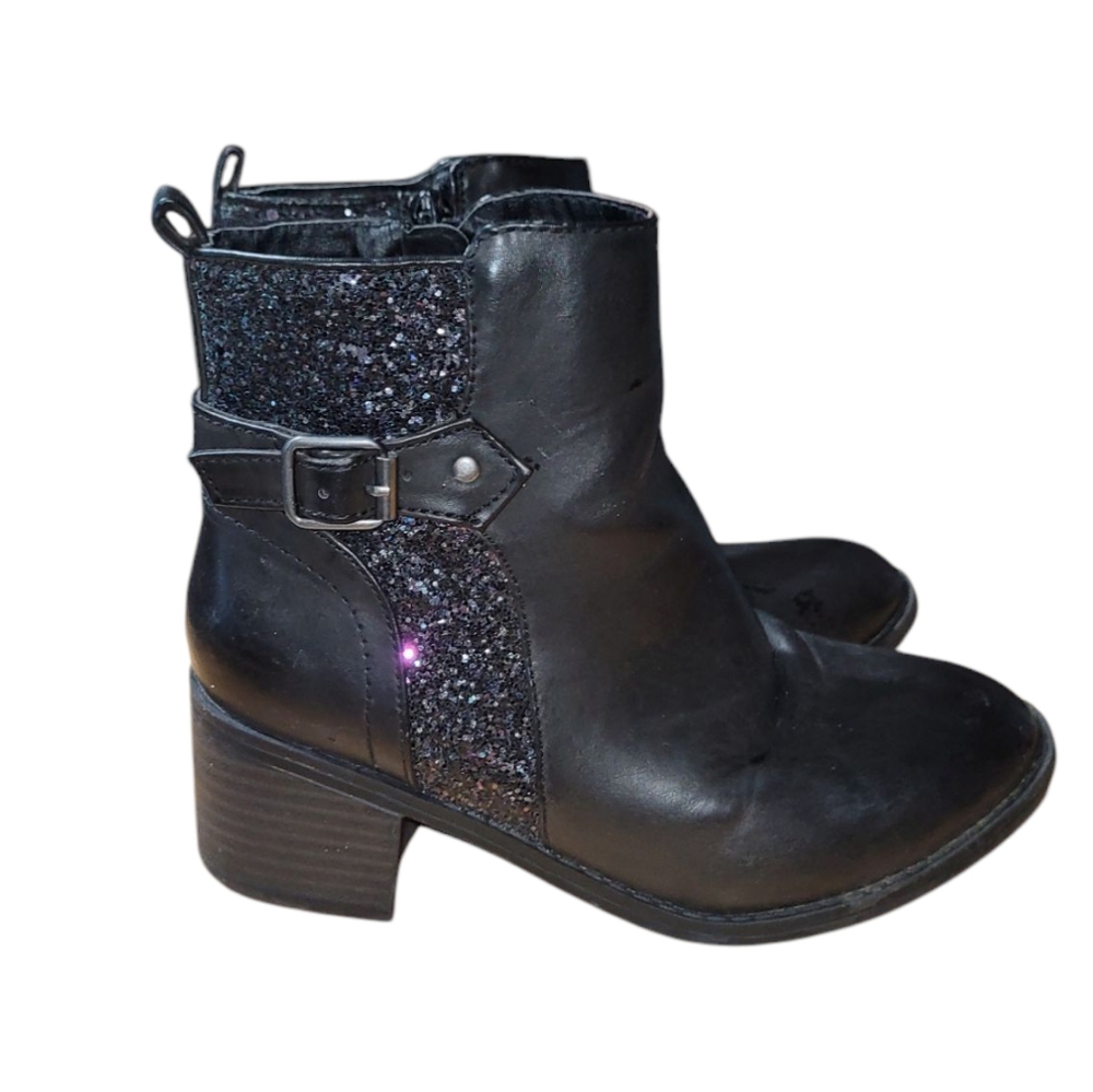 MIA black side zip booties with buckles and sparkles Size 2